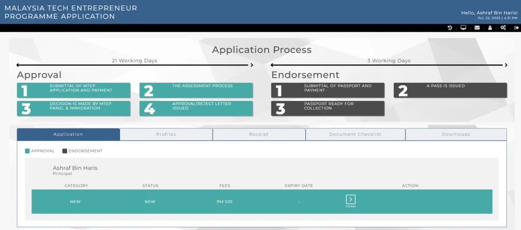 mtep application dashboard