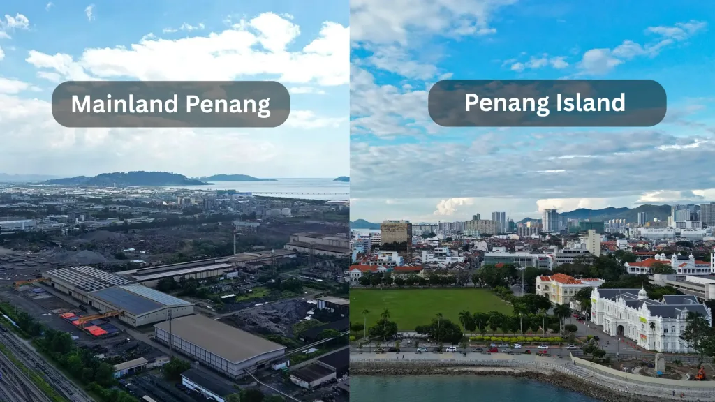 picture showing difference between penang island and mainland penang so expats looking for mm2h penang understand what they want