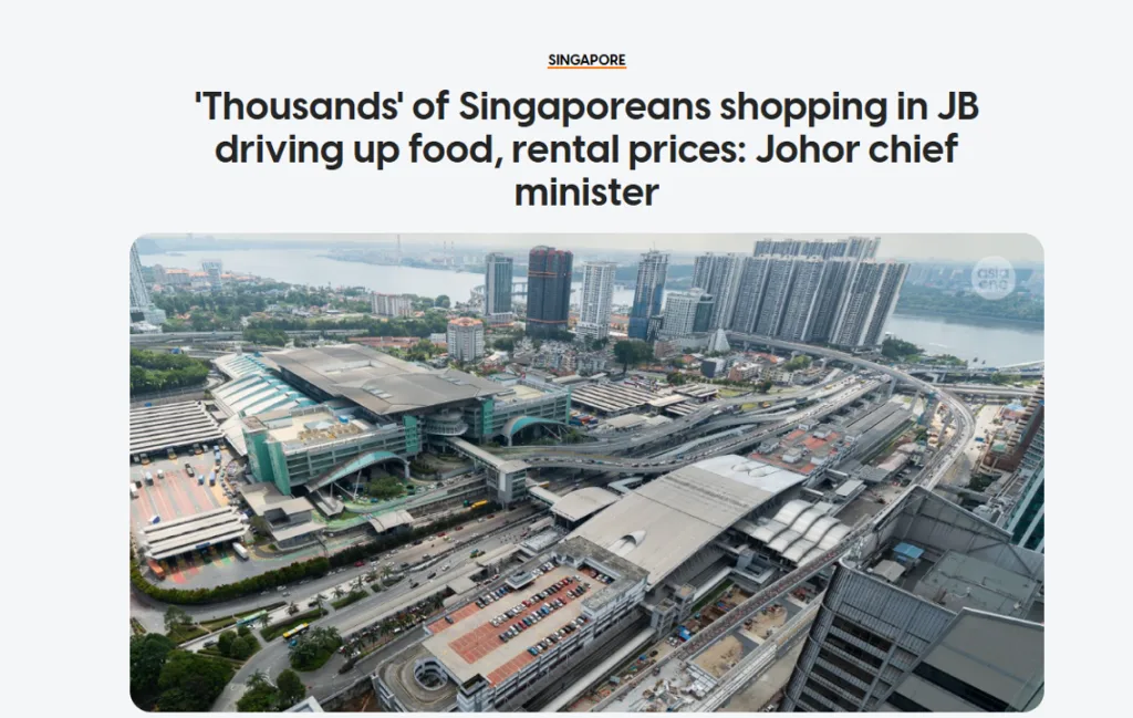 news article saying singaporeans go to malaysia to spand money